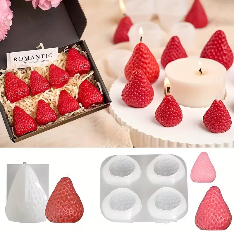 Soap Making Ideas - Strawberry Silicone Candle Mold for DIY