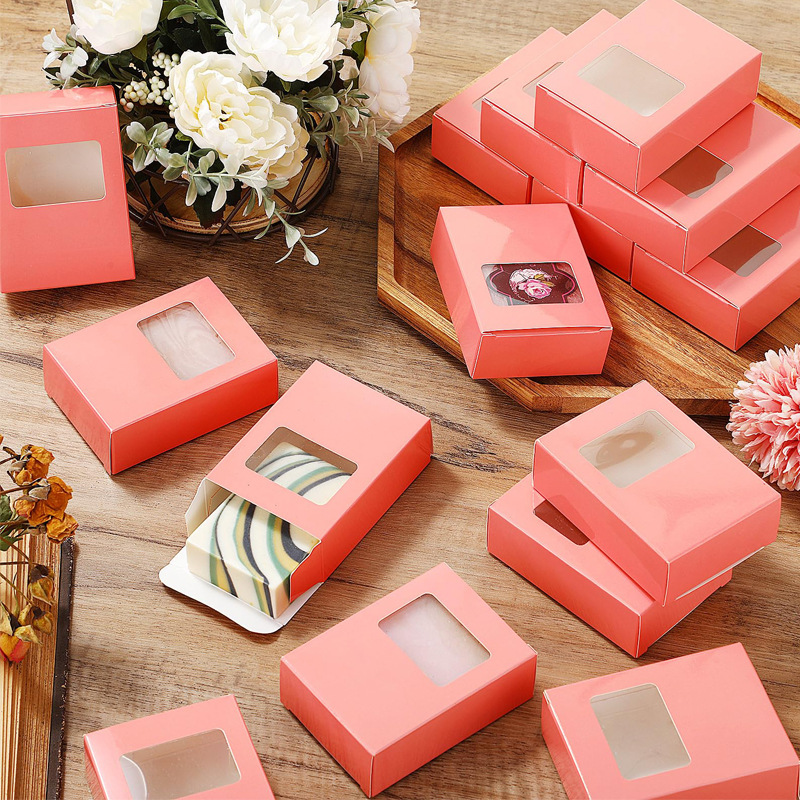 Kraft Soap Label - Pink Rectangle Soap Packaging Box With